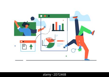 The guy and the girl keep statistics Stock Vector