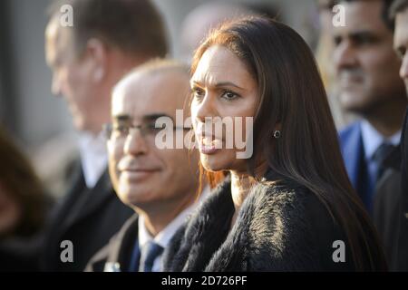 Gina Miller speaks to the media outside The Supreme Court, London where judges ruled that the government cannot trigger Brexit without an Act of Parliament. Picture date: Tuesday 24 January, 2016. Photo credit should read: Matt Crossick/ EMPICS Entertainment. Stock Photo