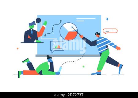 A group of pupils studying in a school class Stock Vector