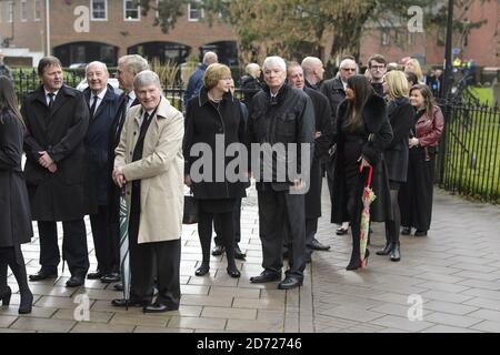 Mourners outside the funeral service for Graham Taylor, at St Mary's Church, Watford. Picture date: Wednesday February 1st, 2016. Photo credit should read: Matt Crossick/ EMPICS Entertainment. Stock Photo