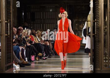 Models on the catwalk during the Pam Hogg Autumn/Winter 2017 London Fashion Week show at the Fashion Scout venue in Freemason's Hall, London. Picture date: Saturday February 19th, 2017. Photo credit should read: Matt Crossick/ EMPICS Entertainment. Stock Photo