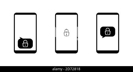 Mobile Phone Security Icon. Vector illustration of black designs of mobile phone security vector icons can be used for mobile devices, web interface Stock Vector