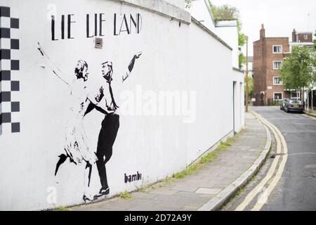 A mock election poster on a wall in Shoreditch, east London. Picture date: Tuesday May 9th, 2017. Photo credit should read: Matt Crossick/ EMPICS Entertainment. Stock Photo