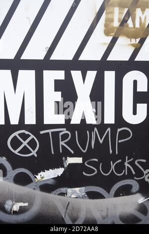 A mock election poster on a wall in Shoreditch, east London. Picture date: Tuesday May 9th, 2017. Photo credit should read: Matt Crossick/ EMPICS Entertainment. Stock Photo