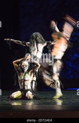 Performers from Rambert perform scenes from Ghost Dances by Christopher Bruce, at Sadler's Wells Theatre in London. Picture date: Tuesday 16 May 2017. Photo credit should read: Matt Crossick/ EMPICS Entertainment. Stock Photo