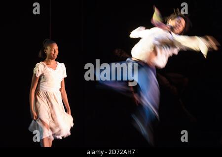 Performers from Rambert perform scenes from Ghost Dances by Christopher Bruce, at Sadler's Wells Theatre in London. Picture date: Tuesday 16 May 2017. Photo credit should read: Matt Crossick/ EMPICS Entertainment. Stock Photo