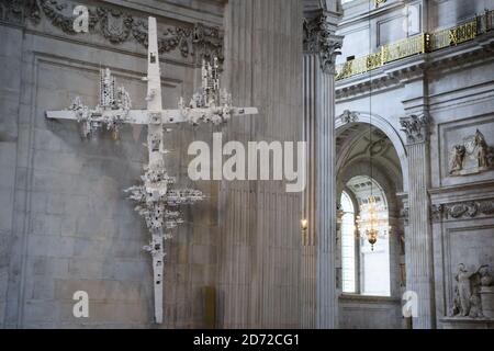 Crucifixes commemorating the first world war by artist Gerry Judah, on display in the nave of St Paul's Cathedral in London. Picture date: Friday June 9th, 2017. Photo credit should read: Matt Crossick/ EMPICS Entertainment. Stock Photo