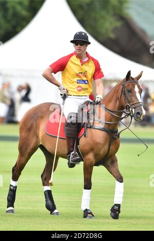 Prince William, Duke of Cambridge, pictured playing in the Jerudong Trophy polo match, at Cirencester Park Polo Club, Gloucestershire. Picture date: Saturday July 15th, 2017. Photo credit should read: Matt Crossick/ EMPICS Entertainment. Stock Photo