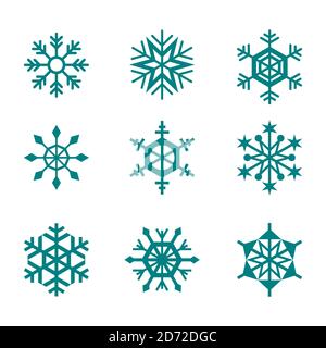Icon set of snowflakes and star, vector icon set for greeting season. Stock Vector