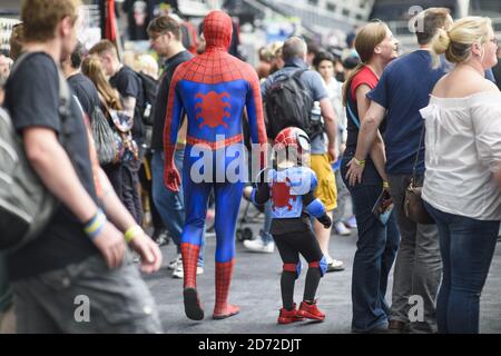 Cosplay fans pictured at the Super Comic Con, at the Business Design Centre in Islington, London. Picture date: Saturday August 26th, 2017. Photo credit should read: Matt Crossick/ EMPICS Entertainment. Stock Photo