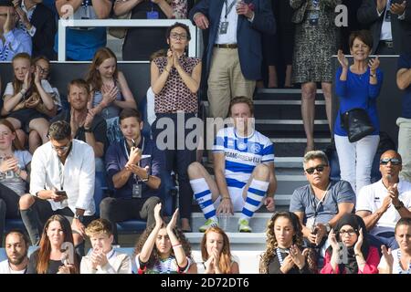 Damian Lewis and wife Helen McCrory at half time during Game4Grenfell, a charity football match in aid of the victims of the Grenfell Fire tragedy. Picture date: Saturday 2nd September, 2017. Photo credit should read: Matt Crossick/ EMPICS Entertainment. Stock Photo