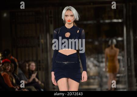 A model on the catwalk during the Mark Fast London Fashion Week SS18 show held at the Freemasons' Hall, London. Picture date: Friday September 15th, 2017. Photo credit should read: Matt Crossick/ EMPICS Entertainment. Stock Photo