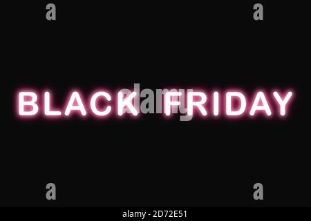Black friday sales text neon light effect, after christmas and thanksgiving day. Stock Vector