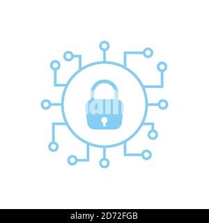 Cyber ​​protection Vector. Cloud Computing Line icon. Stock Vector