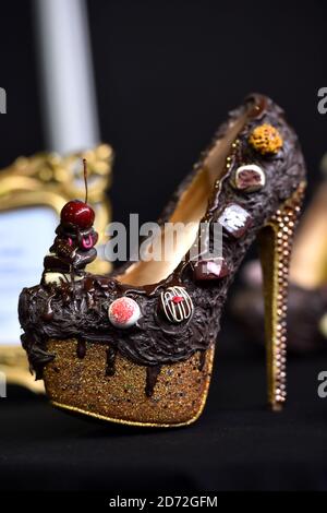 Chocolate fashion creations on display at The Chocolate Show, at Olympia in Kensington, London.  Picture date: Friday October 13th, 2017. Photo credit should read: Matt Crossick/ EMPICS Entertainment. Stock Photo