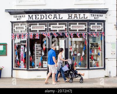 Thomas and Co's 19th century preserved Medical Hall in Aberdovey, Wales. Stock Photo