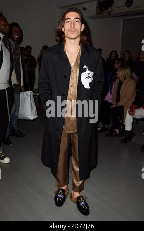 Spanish professional footballer Hector Bellerin wears Christopher Shannon  jacket during the Autumn/ Winter 2018 London Fashion Week outside the BFC  Show Space, London Stock Photo - Alamy