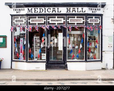 Thomas and Co's 19th century preserved Medical Hall in Aberdovey, Wales. Stock Photo