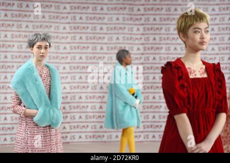 Models on the catwalk during the Shrimps London Fashion Week show, held at the Top Shop showspace, London. Picture date: Tuesday February 20th 2018. Photo credit should read: Matt Crossick/ EMPICS Entertainment. Stock Photo