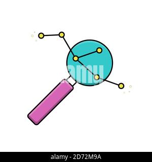 Magnifier icon, enlarged molecule. Research, science, lab icon Stock Vector