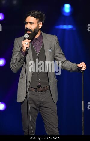 Paul Chowdhry on stage during the comedy night of the Teenage Cancer Trust annual concert series, at the Royal Albert Hall in London. Picture date: Tuesday March 20th, 2018. Photo credit should read: Matt Crossick/ EMPICS Entertainment. Stock Photo