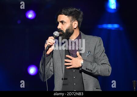 Paul Chowdhry on stage during the comedy night of the Teenage Cancer Trust annual concert series, at the Royal Albert Hall in London. Picture date: Tuesday March 20th, 2018. Photo credit should read: Matt Crossick/ EMPICS Entertainment. Stock Photo