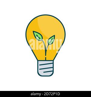 Eco light bulb friendly vector illustration. Outline style icon. Technology and smart work icon. Stock Vector