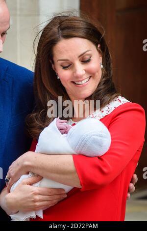 The Duchess of of Cambridge pictured outside the Lindo Wing at St Mary's Hospital in Paddington, London, after the birth of her second son. Photo credit should read: Matt Crossick/EMPICS Entertainment Stock Photo