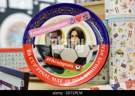 Alternative royal wedding souvenirs on sale in We Built This City, on Carnaby Street in London, which sells work from a variety of London artists. Picture date: Wednesday May 16th, 2018. Photo credit should read: Matt Crossick/ EMPICS Entertainment. Stock Photo