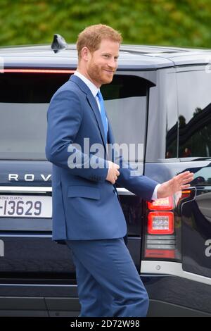 Prince Harry, Duke of Sussex, pictured at Aras an Uachtarain in Dublin, where he met the President of Ireland, Michael Higgins. Picture date: Wednesday July 11th, 2018. Photo credit should read: Matt Crossick/ EMPICS Entertainment. Stock Photo