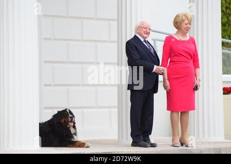 President of Ireland Michael Higgins and wife Sabina Higgins at Aras an Uachtarain in Dublin,  Ireland. Picture date: Wednesday July 11th, 2018. Photo credit should read: Matt Crossick/ EMPICS Entertainment. Stock Photo