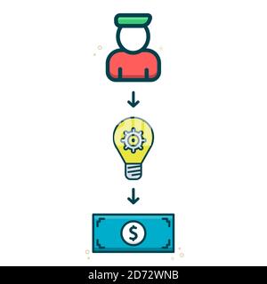 Idea to make money icon, vector plan Stock Vector