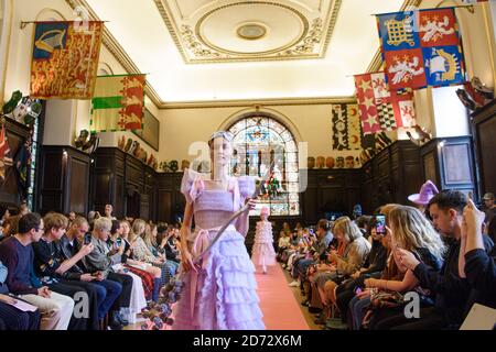 Models on the catwalk during the Ryan Lo  Spring/Summer 2019 London Fashion Week show at Stationers' Hall, London Picture date: Friday September 14th, 2018. Photo credit should read: Matt Crossick/ EMPICS Entertainment. Stock Photo