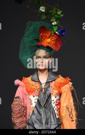 Models on the catwalk during the Matty Bovan Spring/Summer 2019 London Fashion Week show at the BFC Show Space, London. Picture date: Friday September 14th, 2018. Photo credit should read: Matt Crossick/ EMPICS Entertainment. Stock Photo