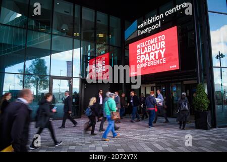 Delegates arrive during the Labour Party annual conference at the Arena and Convention Centre (ACC), in Liverpool. Picture date: Monday September 24th, 2018. Photo credit should read: Matt Crossick/ EMPICS Entertainment. Stock Photo