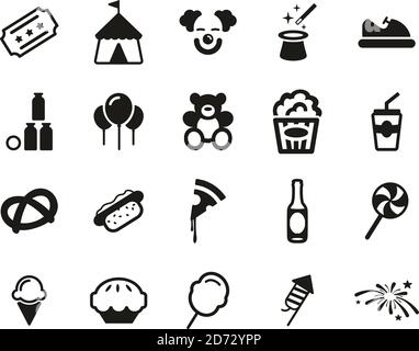 Fair or Carnival Icons Black & White Set Big Stock Vector
