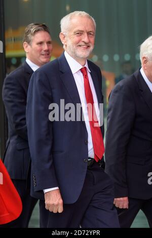 Jeremy Corbyn arriving for his speech during the Labour Party annual conference at the Arena and Convention Centre (ACC), in Liverpool. Picture date: Wednesday September 26th, 2018. Photo credit should read: Matt Crossick/ EMPICS Entertainment. Stock Photo