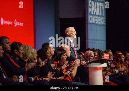 Labour Leader Jeremy Corbyn speaks during the Labour Party annual conference at the Arena and Convention Centre (ACC), in Liverpool. Picture date: Wednesday September 26th, 2018. Photo credit should read: Matt Crossick/ EMPICS Entertainment. Stock Photo
