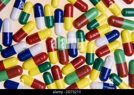Stock photo of various medicines in tablet form. The pharmaceutical industry, and supplies of medicine, will be affected by the type of Brexit deal negotiated by the government. Picture date: Wednesday 28th November 2018. Photo credit should read: Matt Crossick/ EMPICS Entertainment. Stock Photo