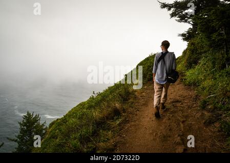 Walking and viewing from Cape Lookout, Oregon, USA. Stock Photo