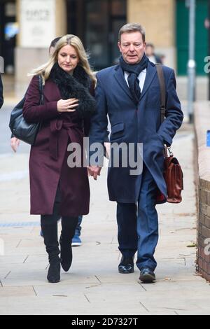 Craig Mackinlay MP and wife Kati arriving at his trial at Southwark Crown Court, London, where he is accused of submitting false election expenses. Picture date: Wednesday 9th January, 2019. Photo credit should read: Matt Crossick/ EMPICS Entertainment. Stock Photo