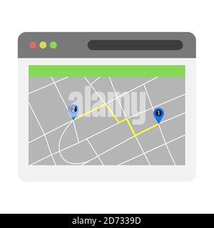 Browser, application, phone page with gps navigation Stock Vector