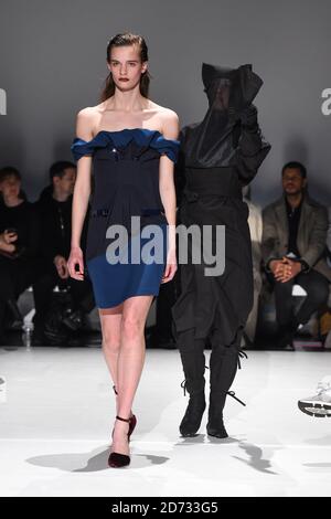 Models on the catwalk during the Chalayan fashion show, held at the Sadler's Wells Theatre, as part of London Fashion Week A/W 2019. Picture date: Monday February 18, 2018. Photo credit should read: Matt Crossick/Empics Stock Photo