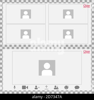 Landing video conferencing. Screenshot phone. Vector workspace page for video conferencing and work meetings Stock Vector