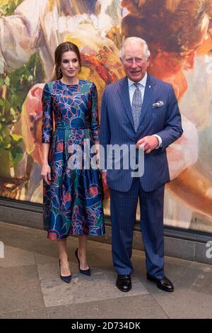 Queen Letizia of Spain, and the Prince of Wales attending Sorolla: Spanish Master of Light, at the National Gallery in London. Picture date: Wednesday March 13, 2019. Photo credit should read: Matt Crossick/Empics Stock Photo