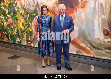 Queen Letizia of Spain, and the Prince of Wales attending Sorolla: Spanish Master of Light, at the National Gallery in London. Picture date: Wednesday March 13, 2019. Photo credit should read: Matt Crossick/Empics Stock Photo