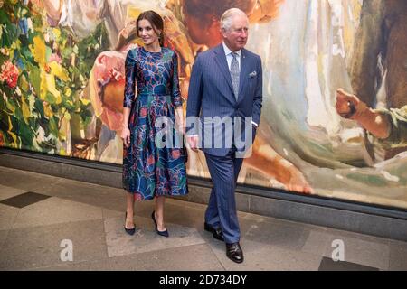 Queen Letizia of Spain, and the Prince of Wales attending Sorolla: Spanish Master of Light, at the National Gallery in London. Picture date: Wednesday March 13, 2019. Photo credit should read: Matt Crossick/Empics Stock Photo