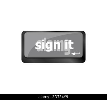 sign it or login concept with key on computer keyboard Stock Photo
