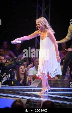 Kylie Minogue performs during the Strictly Come Dancing Launch at the TV Centre, London. Picture date: Monday August 26, 2019. Photo credit should read: Empics Stock Photo
