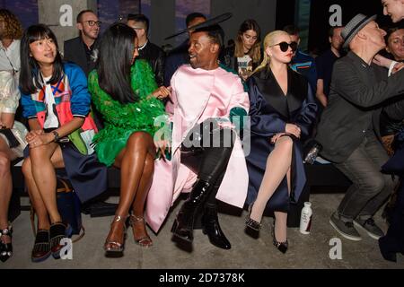 Maya Jama and Billy Porter on the front row during the Christopher Kane catwalk show during Spring/Summer 2020 London Fashion Week, at Hawley Wharf, London. Picture date: Monday September 16, 2019. Photo credit should read: Matt Crossick/Empics Stock Photo